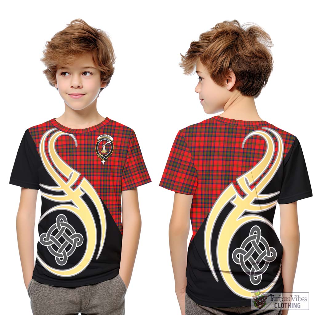 Matheson Tartan Kid T-Shirt with Family Crest and Celtic Symbol Style Youth XL Size14 - Tartan Vibes Clothing