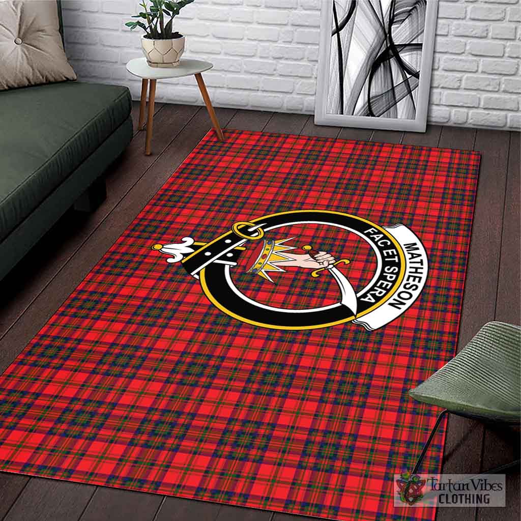 Tartan Vibes Clothing Matheson Modern Tartan Area Rug with Family Crest