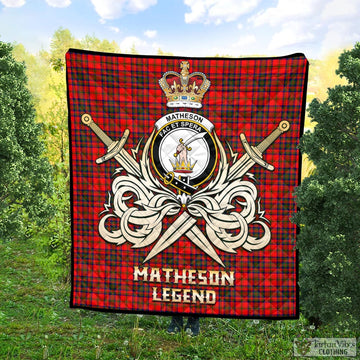 Matheson Tartan Quilt with Clan Crest and the Golden Sword of Courageous Legacy