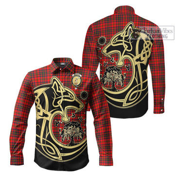 Matheson Tartan Long Sleeve Button Shirt with Family Crest Celtic Wolf Style Men's Shirt S - Tartan Vibes Clothing