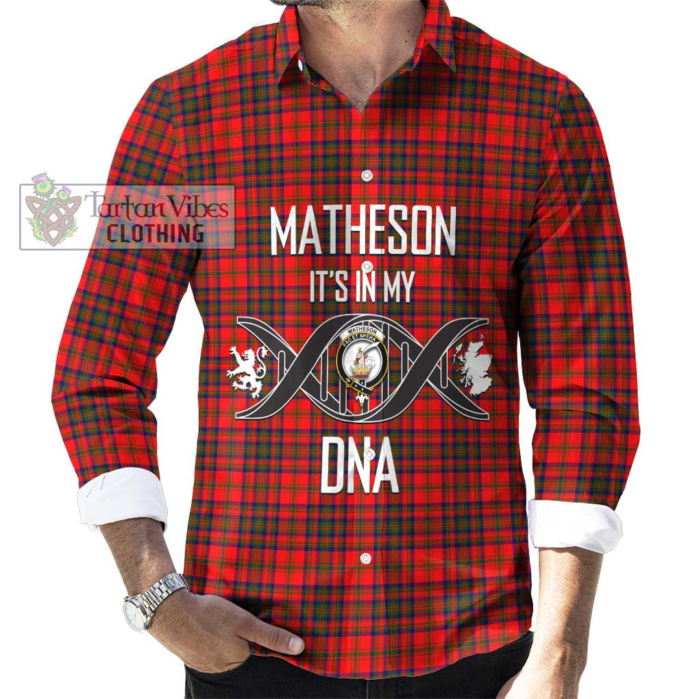 Matheson Tartan Long Sleeve Button Shirt with Family Crest DNA In Me Style Men's Shirt S - Tartanvibesclothing Shop