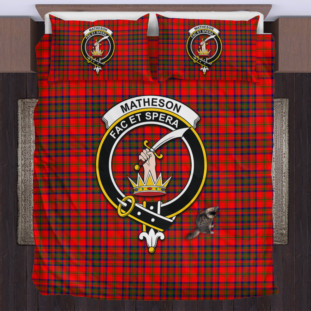 Matheson Tartan Bedding Set with Family Crest US Bedding Set - Tartan Vibes Clothing
