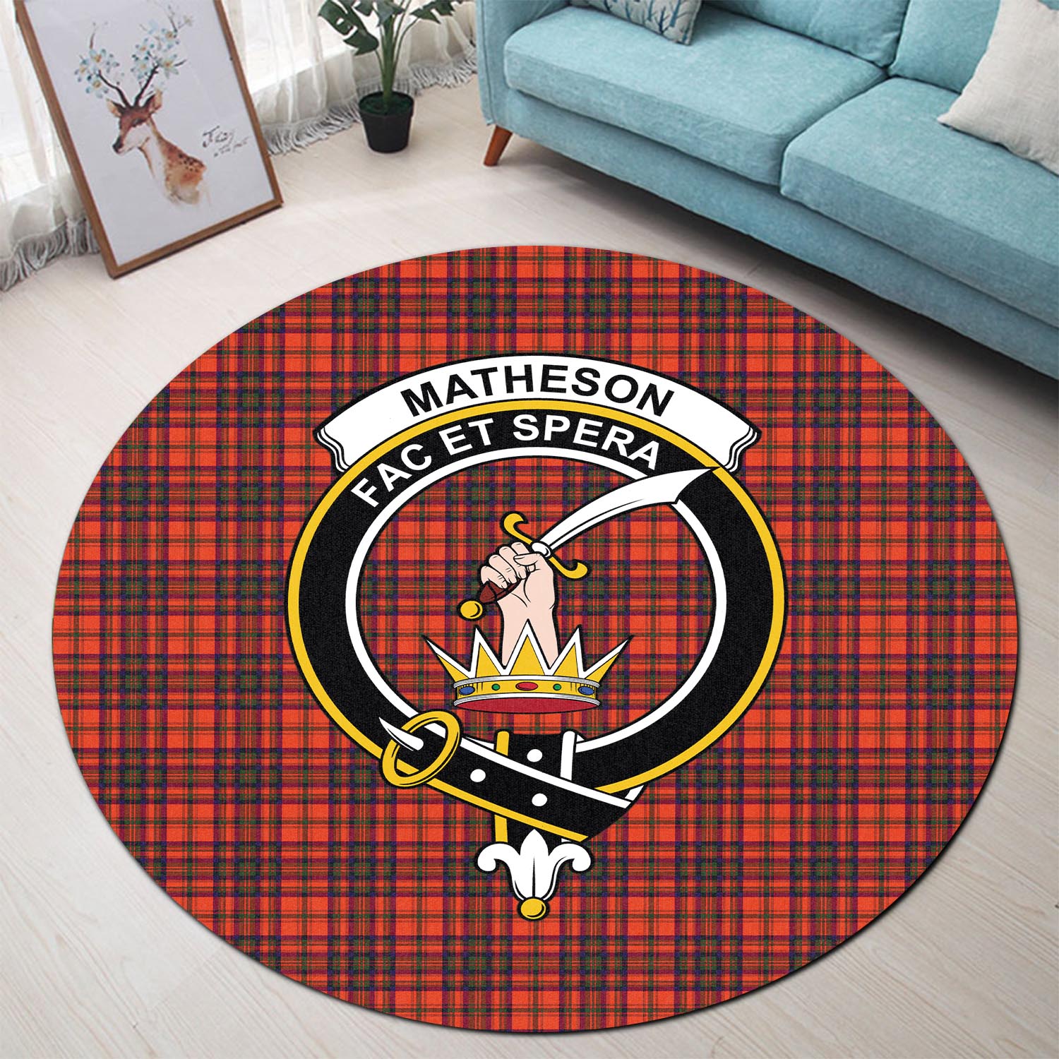 matheson-modern-tartan-round-rug-with-family-crest