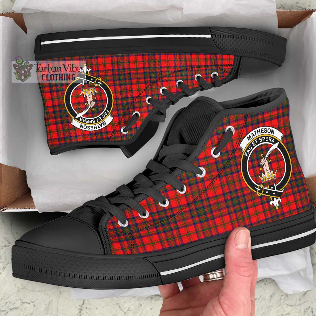 Tartan Vibes Clothing Matheson Modern Tartan High Top Shoes with Family Crest
