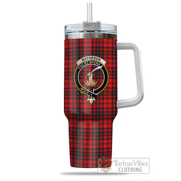 Tartan Vibes Clothing Matheson Modern Tartan and Family Crest Tumbler with Handle