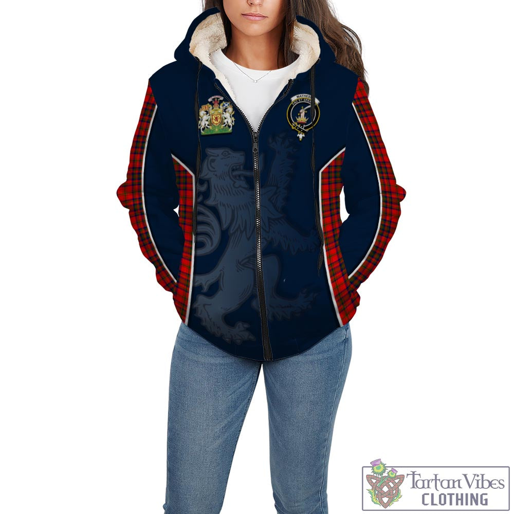 Tartan Vibes Clothing Matheson Modern Tartan Sherpa Hoodie with Family Crest and Lion Rampant Vibes Sport Style