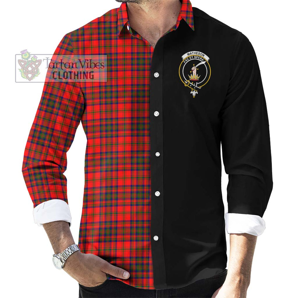 Matheson Tartan Long Sleeve Button Shirt with Family Crest and Half Of Me Style - Tartanvibesclothing Shop