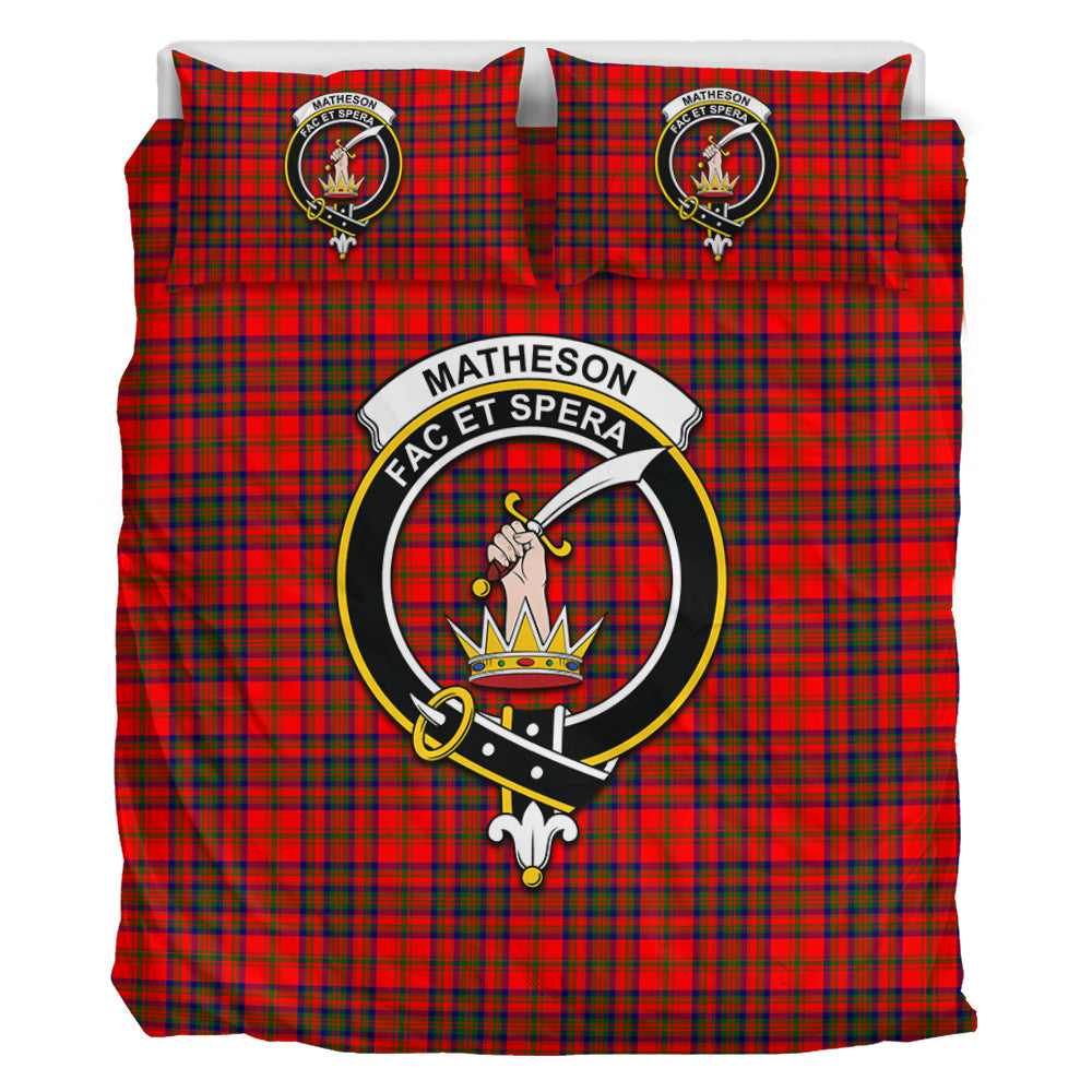 Matheson Tartan Bedding Set with Family Crest - Tartan Vibes Clothing