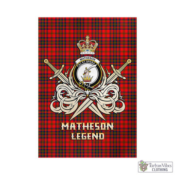 Matheson Tartan Garden Flag with Clan Crest and the Golden Sword of Courageous Legacy