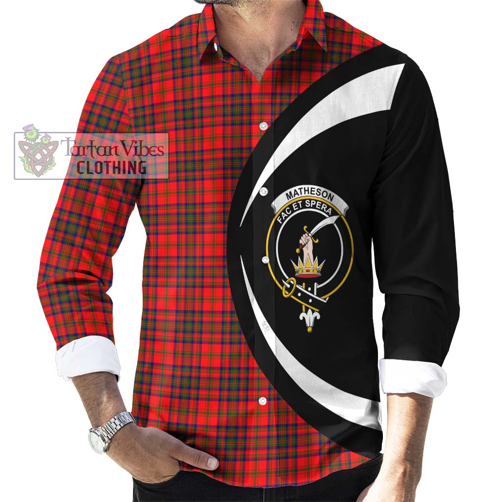 Matheson Tartan Long Sleeve Button Up with Family Crest Circle Style - Tartan Vibes Clothing