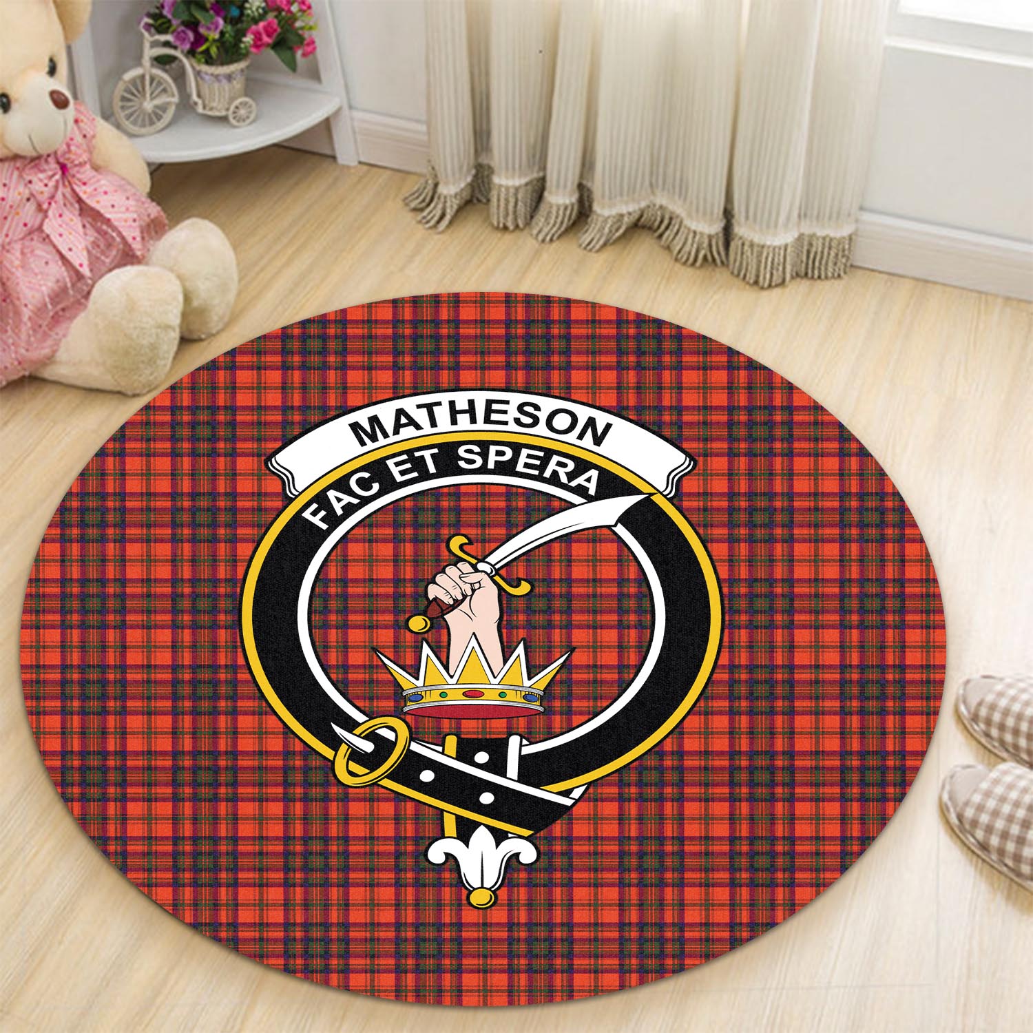 matheson-modern-tartan-round-rug-with-family-crest