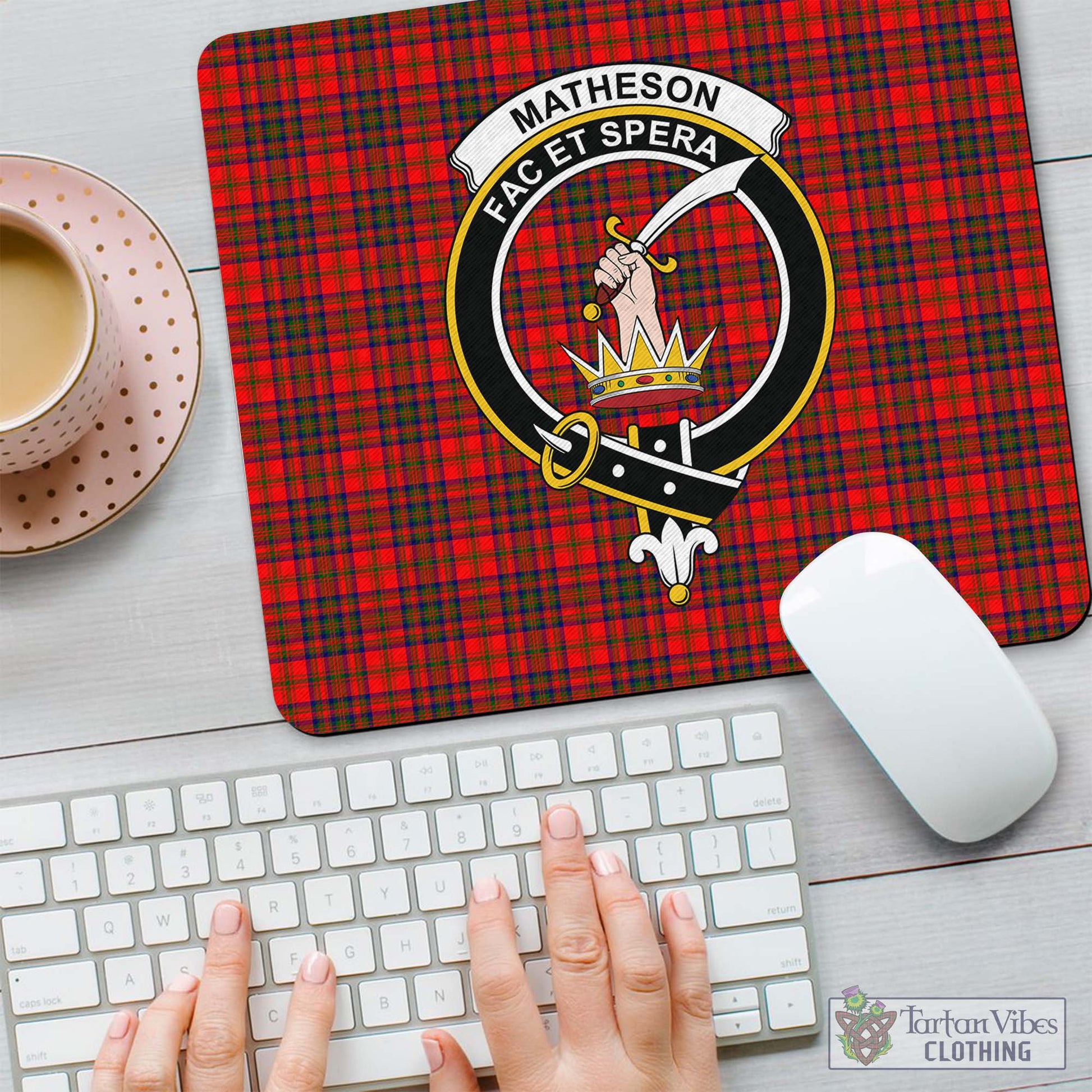 Tartan Vibes Clothing Matheson Modern Tartan Mouse Pad with Family Crest
