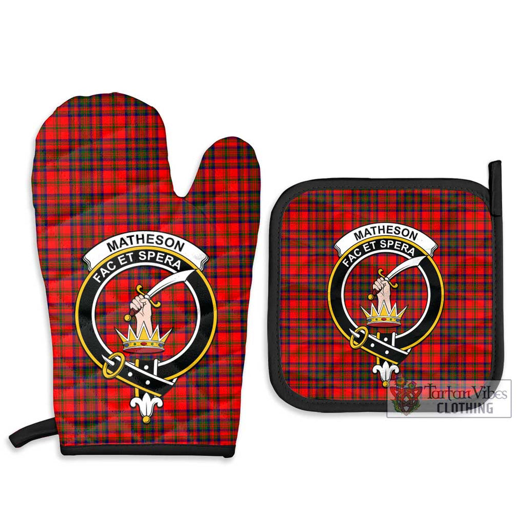 Matheson Tartan Combo Oven Mitt & Pot-Holder with Family Crest Combo 1 Oven Mitt & 2 Pot-Holder Black - Tartan Vibes Clothing