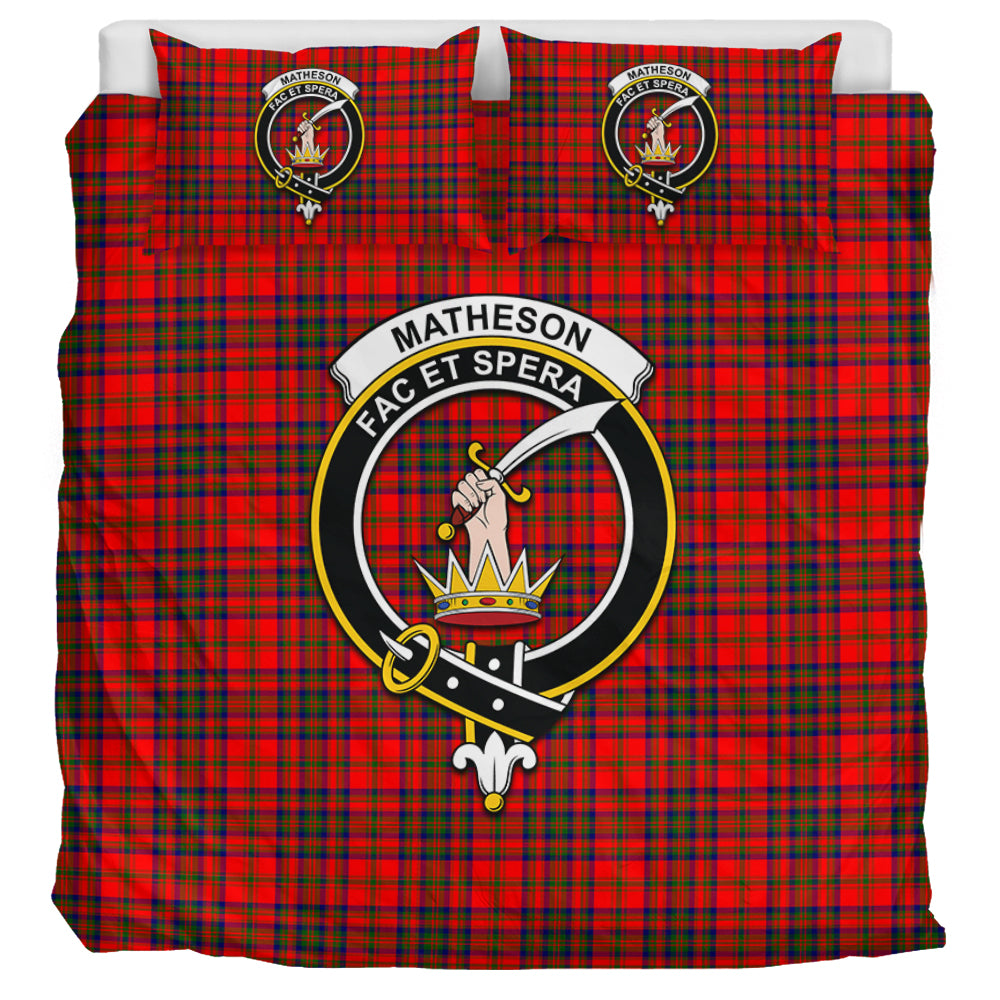 Matheson Tartan Bedding Set with Family Crest UK Bedding Set UK Super King 104*94 inch - Tartan Vibes Clothing