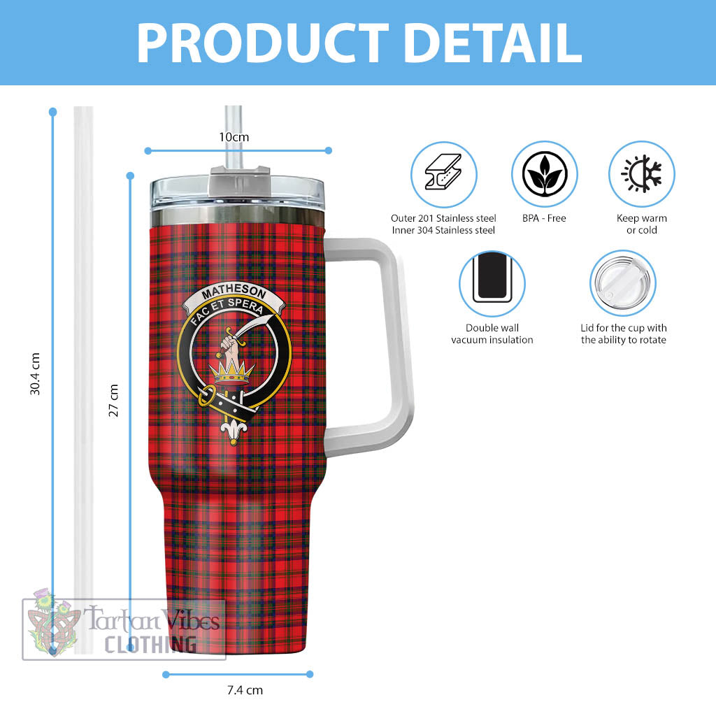 Tartan Vibes Clothing Matheson Modern Tartan and Family Crest Tumbler with Handle