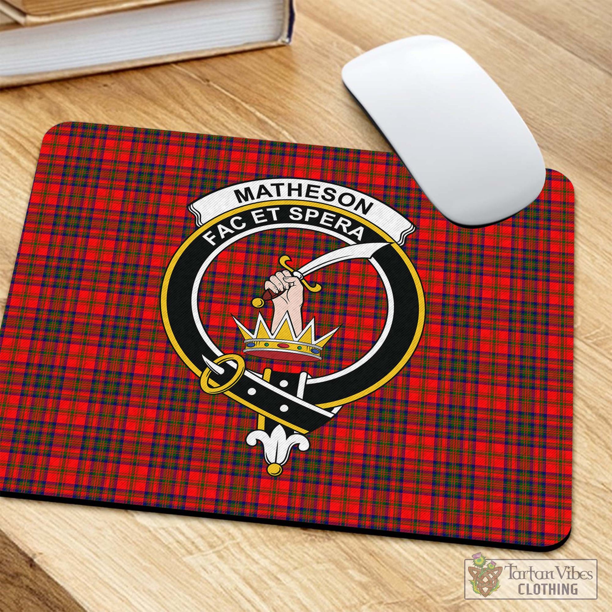 Tartan Vibes Clothing Matheson Modern Tartan Mouse Pad with Family Crest