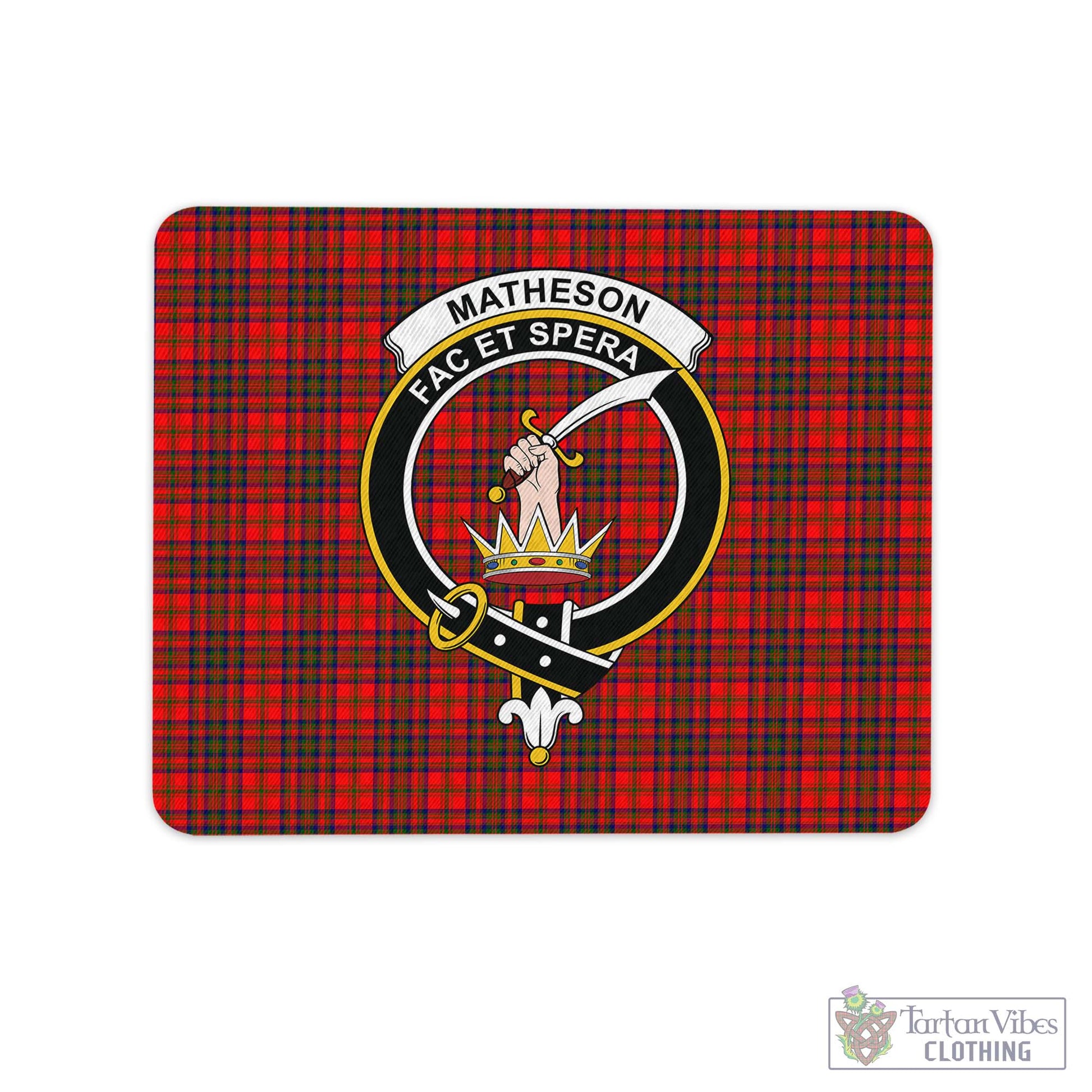 Tartan Vibes Clothing Matheson Modern Tartan Mouse Pad with Family Crest