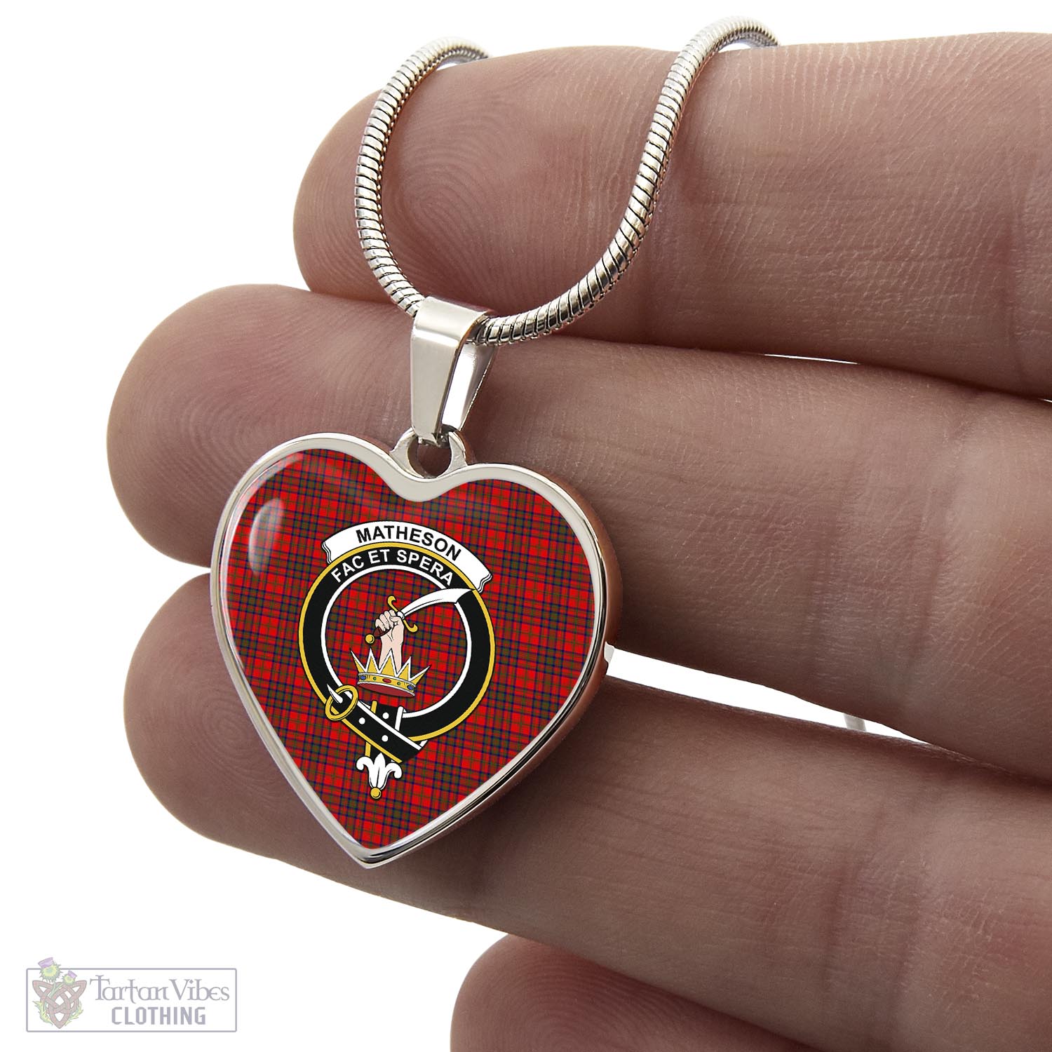 Tartan Vibes Clothing Matheson Modern Tartan Heart Necklace with Family Crest