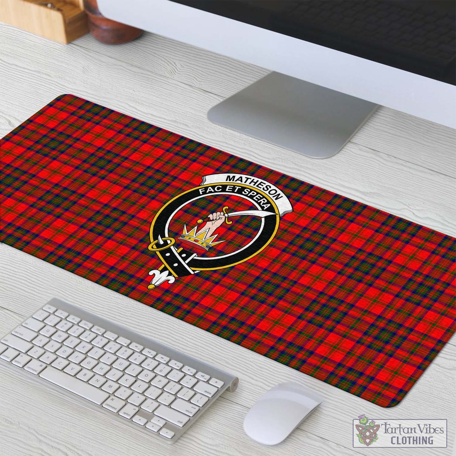 Tartan Vibes Clothing Matheson Modern Tartan Mouse Pad with Family Crest