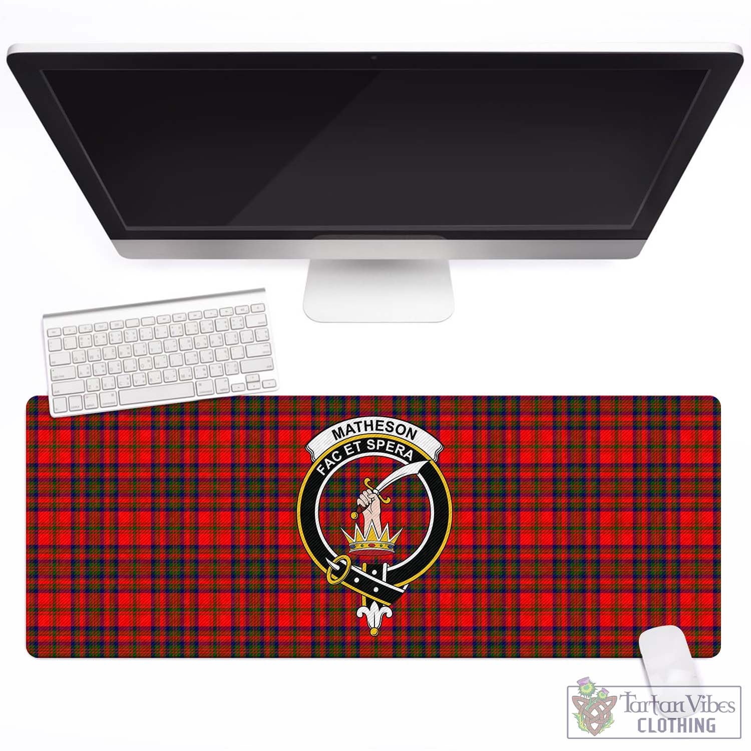 Tartan Vibes Clothing Matheson Modern Tartan Mouse Pad with Family Crest