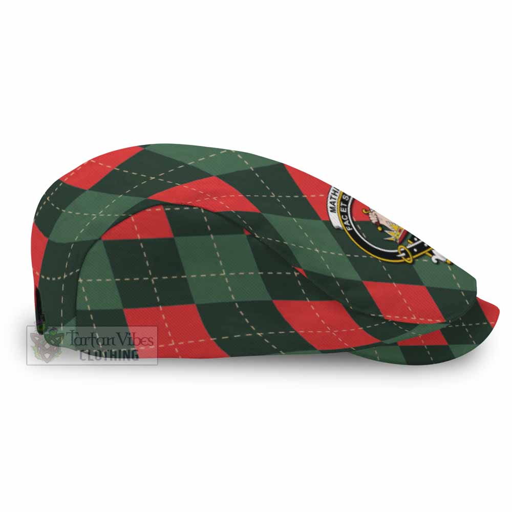 Matheson Scottish Family Crest Flat Cap, Jeff Cap Argyle Plaid Christmas Style - Tartan Vibes Clothing