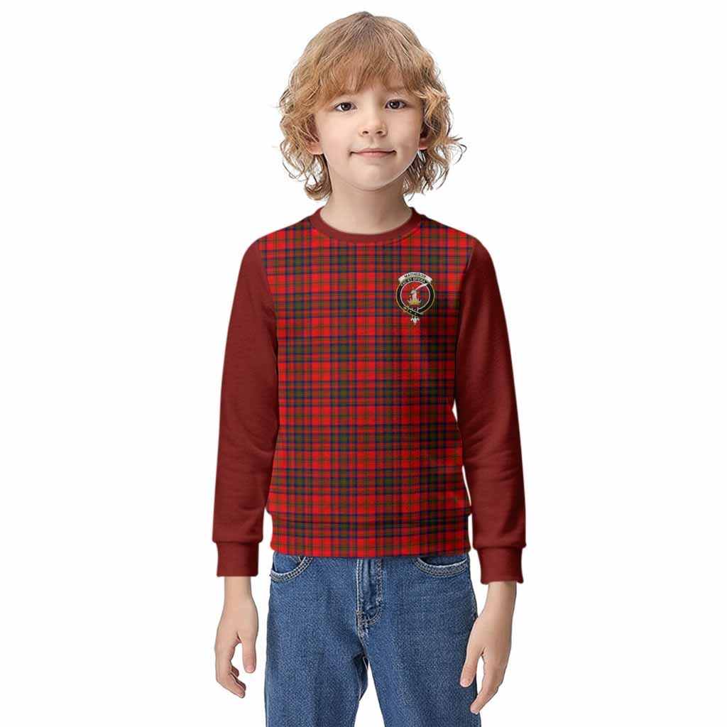 Matheson Tartan Accent Kid Knitted Sweatshirt with Family Crest