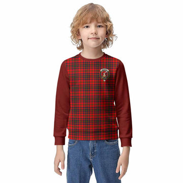 Matheson Tartan Accent Kid Knitted Sweatshirt with Family Crest