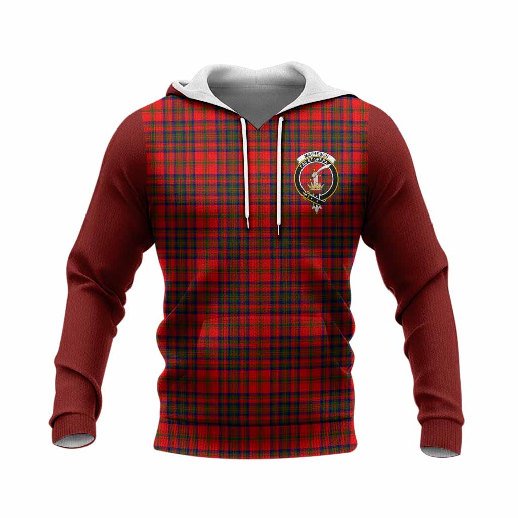 Matheson Tartan Accent Knitted Hoodie with Family Crest