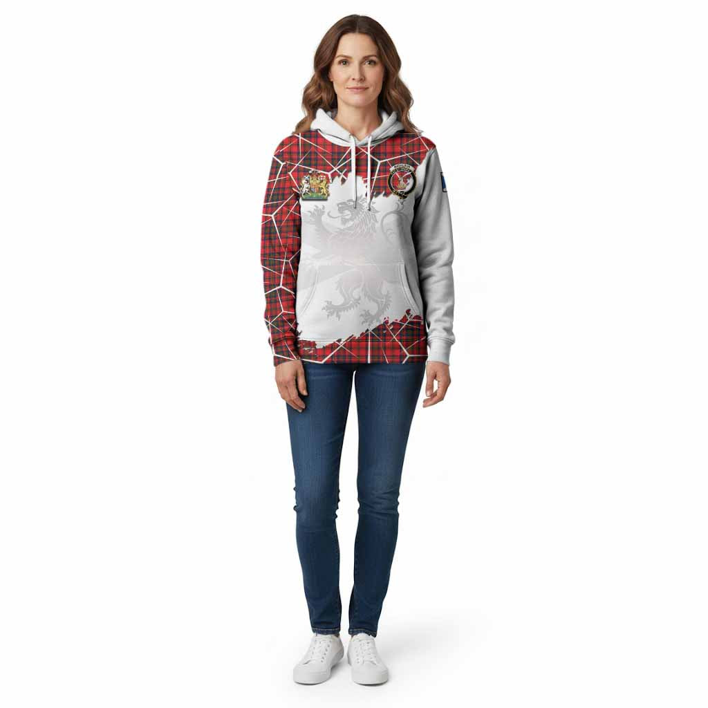 Matheson Tartan Cotton Hoodie with Family Crest and Lion Rampant Grunge Style