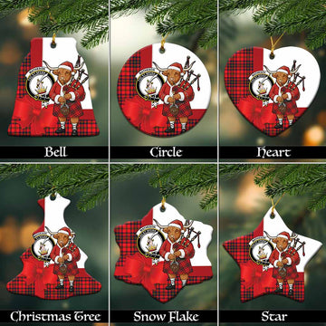 Matheson Tartan Crest Christmas Ceramic Ornament Highland Cow Bagpipes Coquette Bow Style