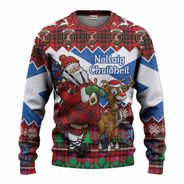 Matheson Tartan Crest Christmas Christmas Ugly Sweater Scotland Santa With Bagpipes Cute Reindeer