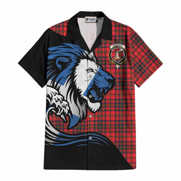 Matheson Tartan Crest Cotton Hawaiian Shirt Scottish Golden Lions Wave Flow