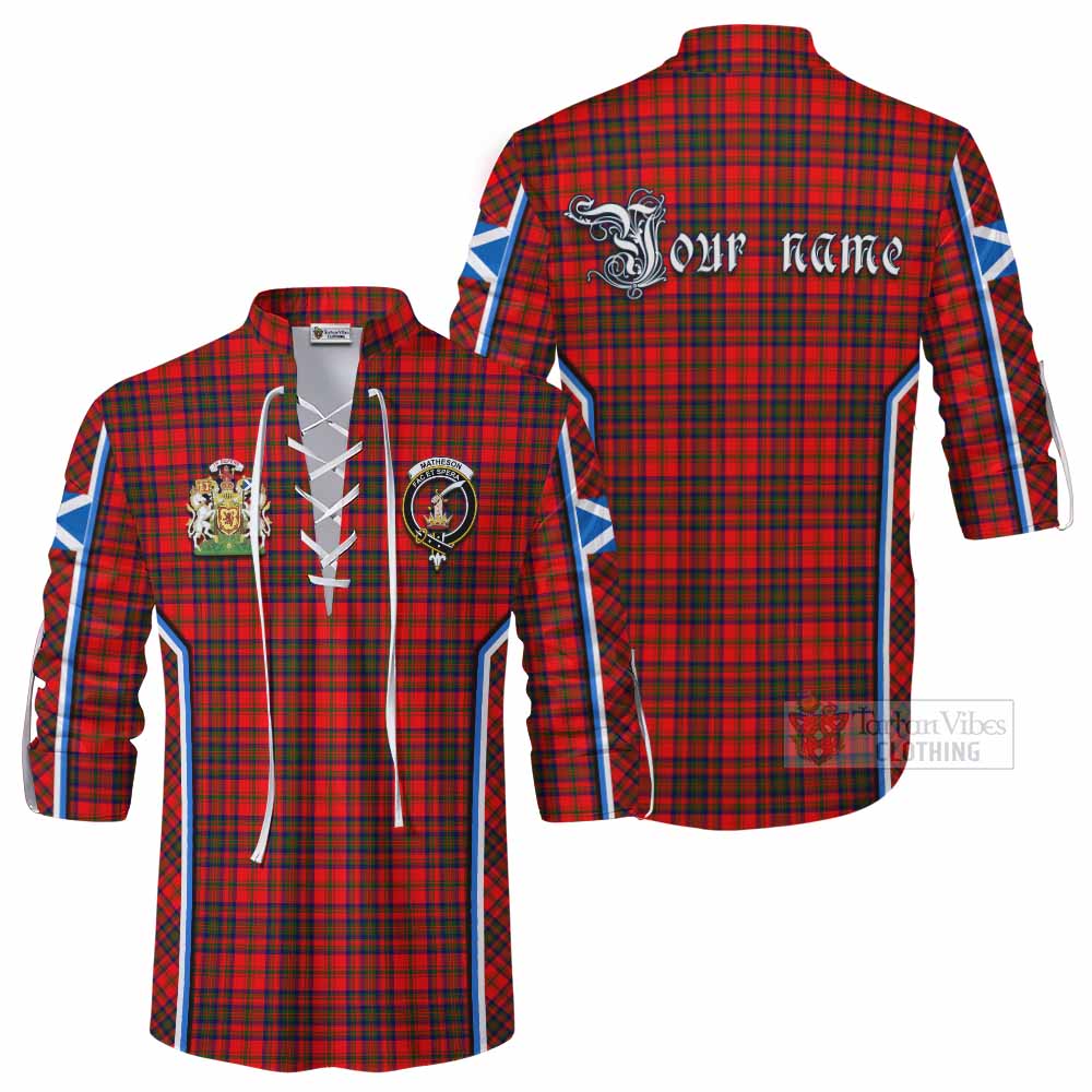 Matheson Tartan Crest Ghillie Kilt Shirt Scotland Coat of Arm Flag Style - Tartan Vibes Clothing
