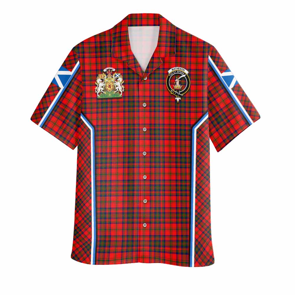 Matheson Tartan Crest Hawaiian Shirt Scotland Coat of Arm Flag Style - Tartan Vibes Clothing
