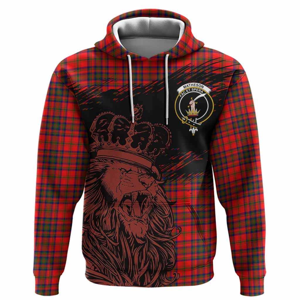 Matheson Tartan Crest Hoodie Crowned Lion Heritage Style