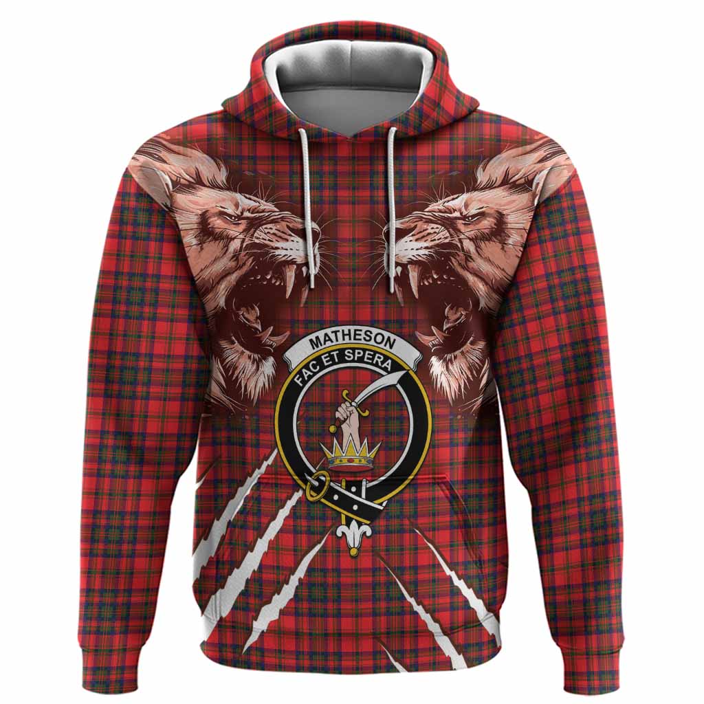 Matheson Tartan Crest Hoodie Ferocious Lion Style