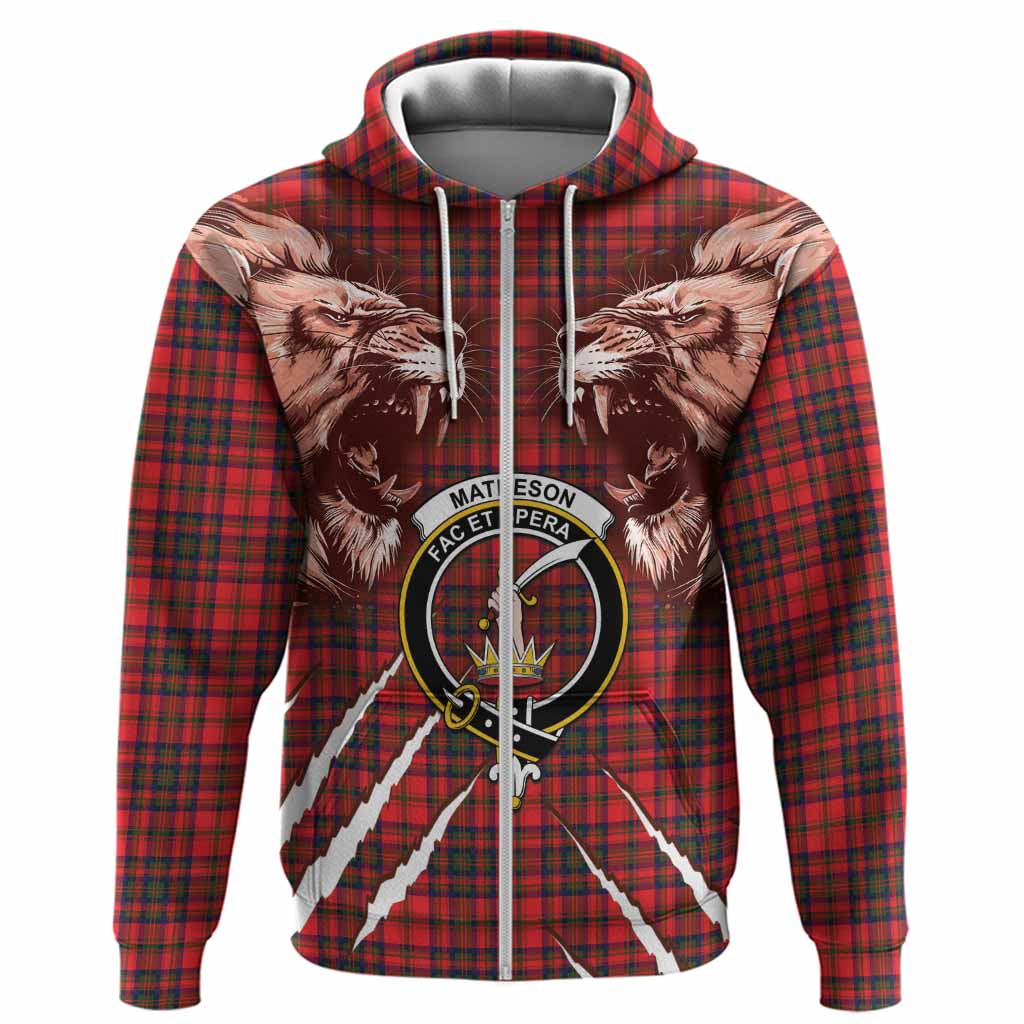 Matheson Tartan Crest Hoodie Ferocious Lion Style
