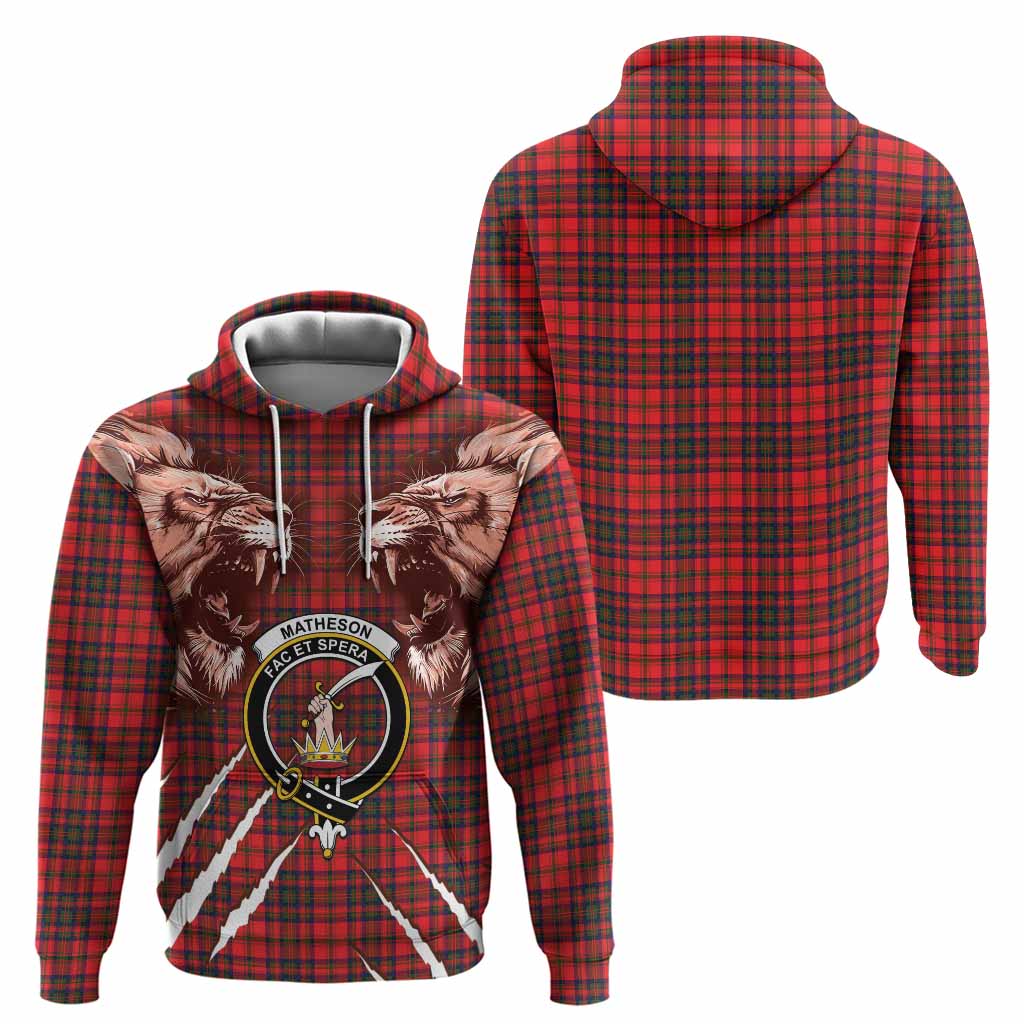 Matheson Tartan Crest Hoodie Ferocious Lion Style
