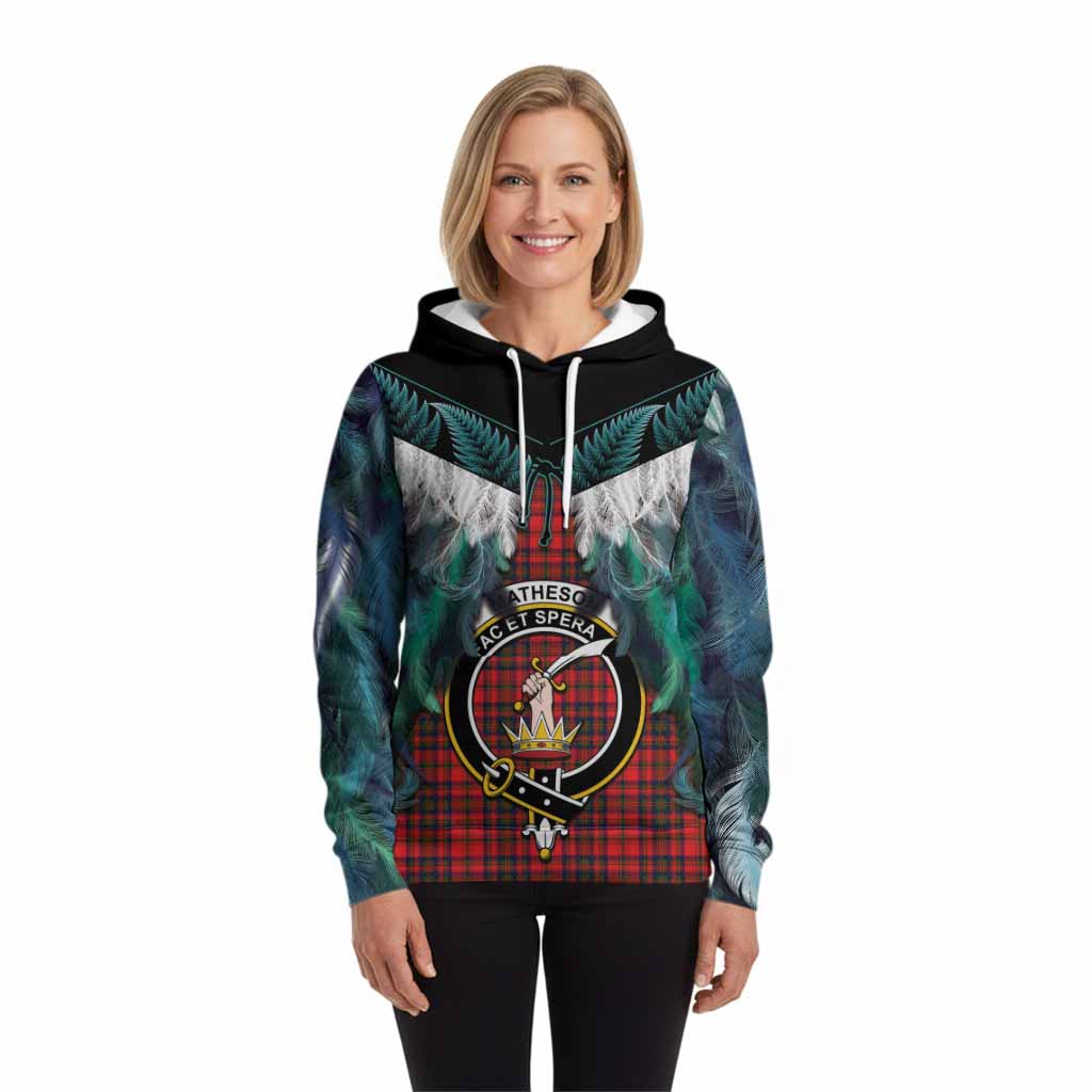 Matheson Tartan Crest Hoodie New Zealand Maori Korowai Cloak