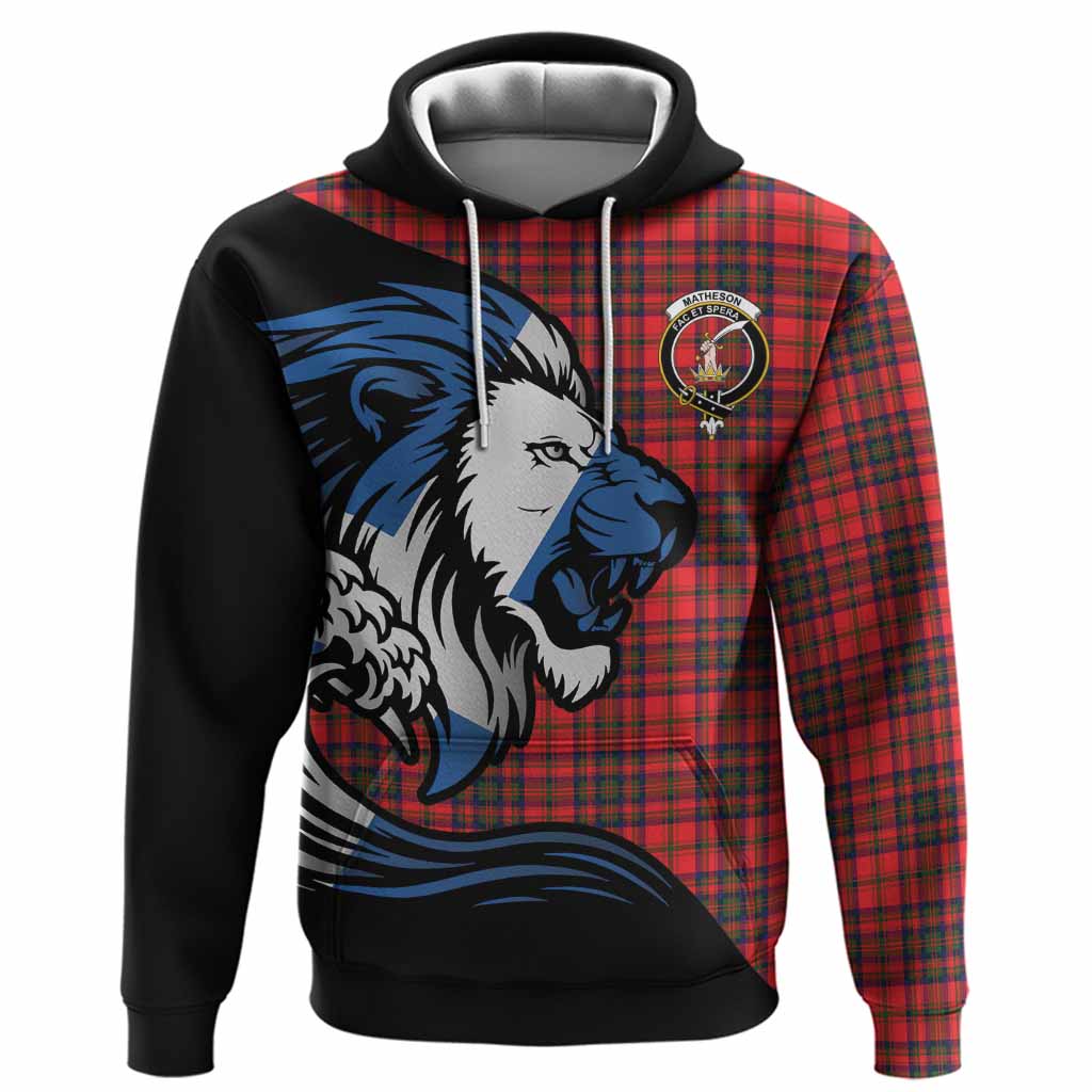 Matheson Tartan Crest Hoodie Scottish Golden Lions Wave Flow