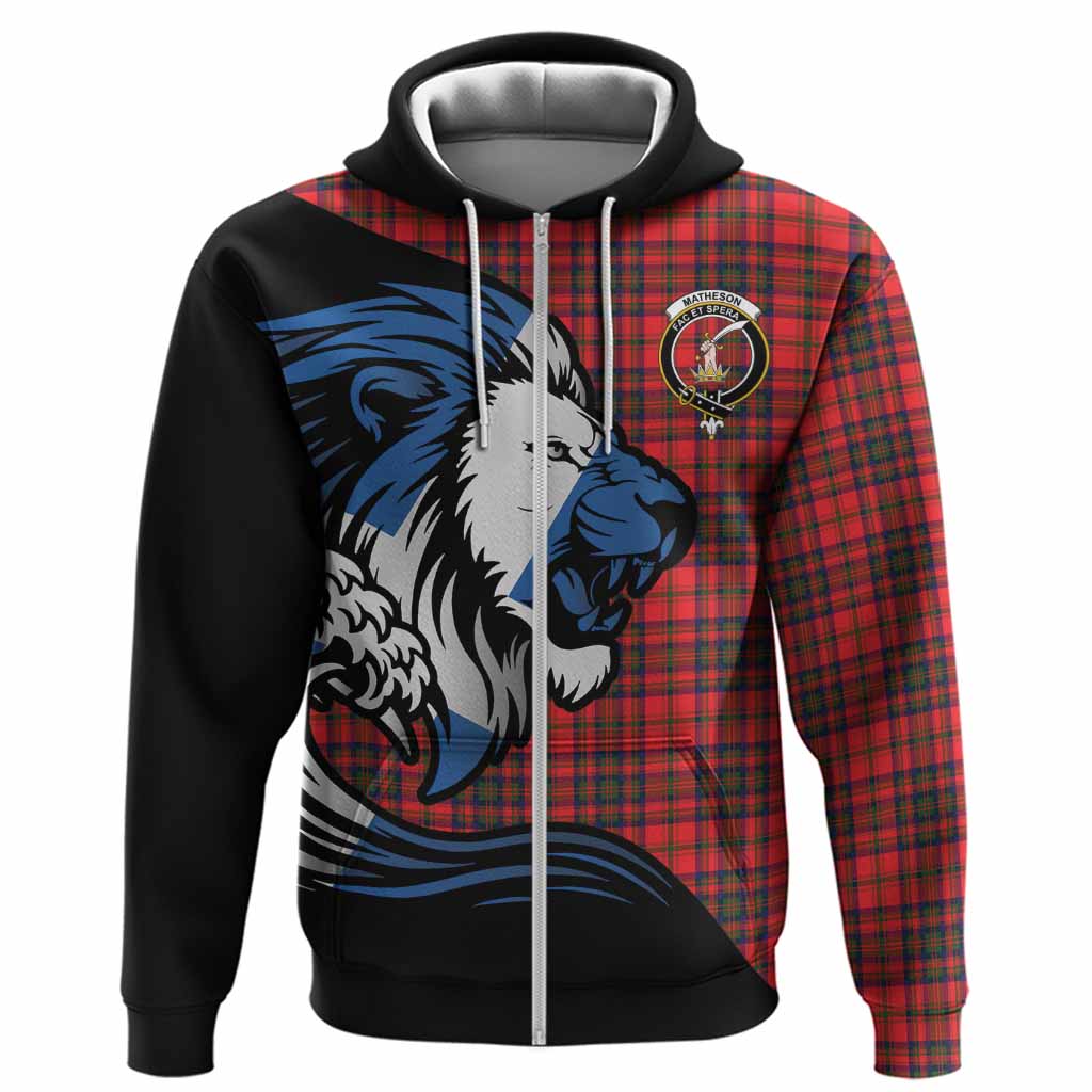 Matheson Tartan Crest Hoodie Scottish Golden Lions Wave Flow