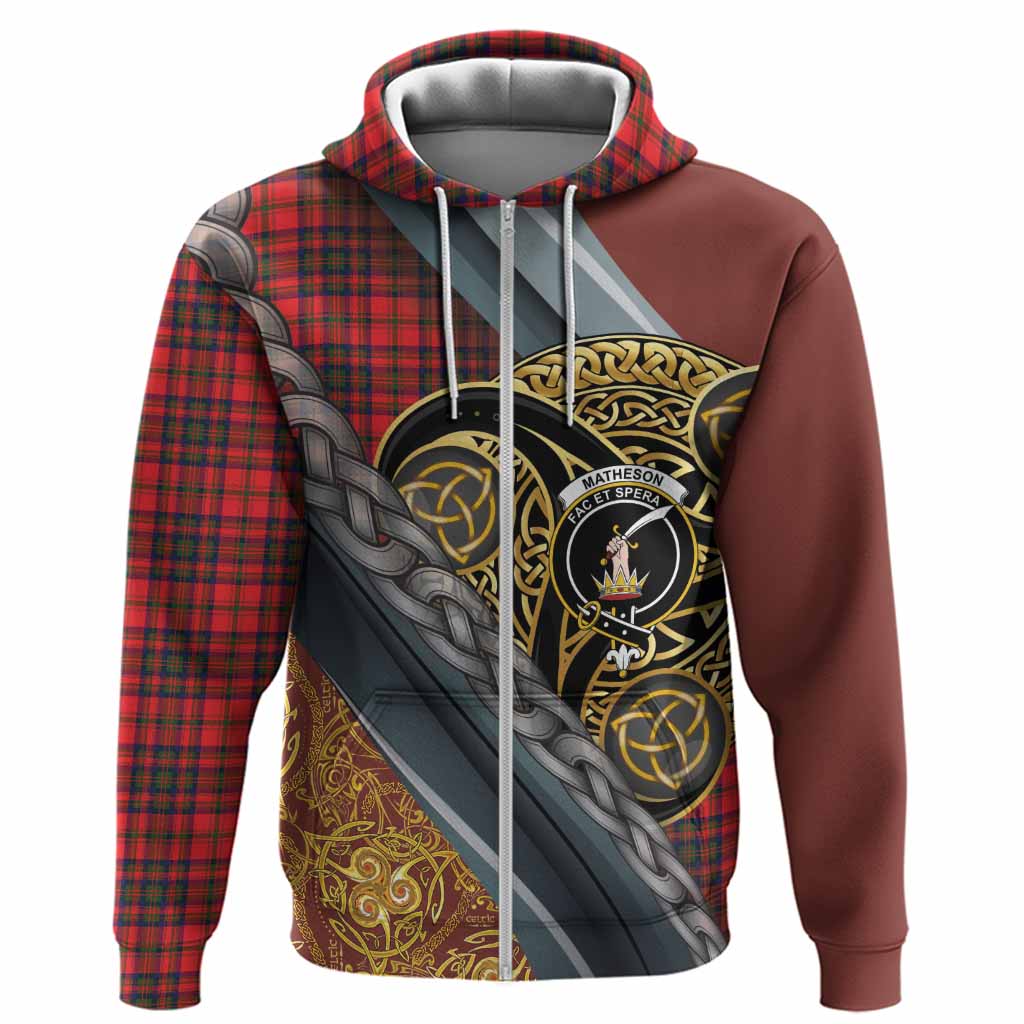 Matheson Tartan Crest Hoodie Scottish Triskele Celtic
