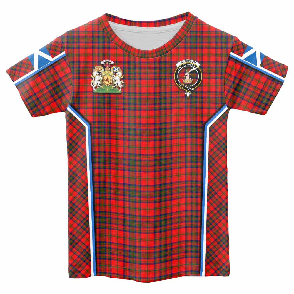 Matheson Tartan Crest Kid T-shirt Scotland Coat of Arm Flag Style - Tartan Vibes Clothing