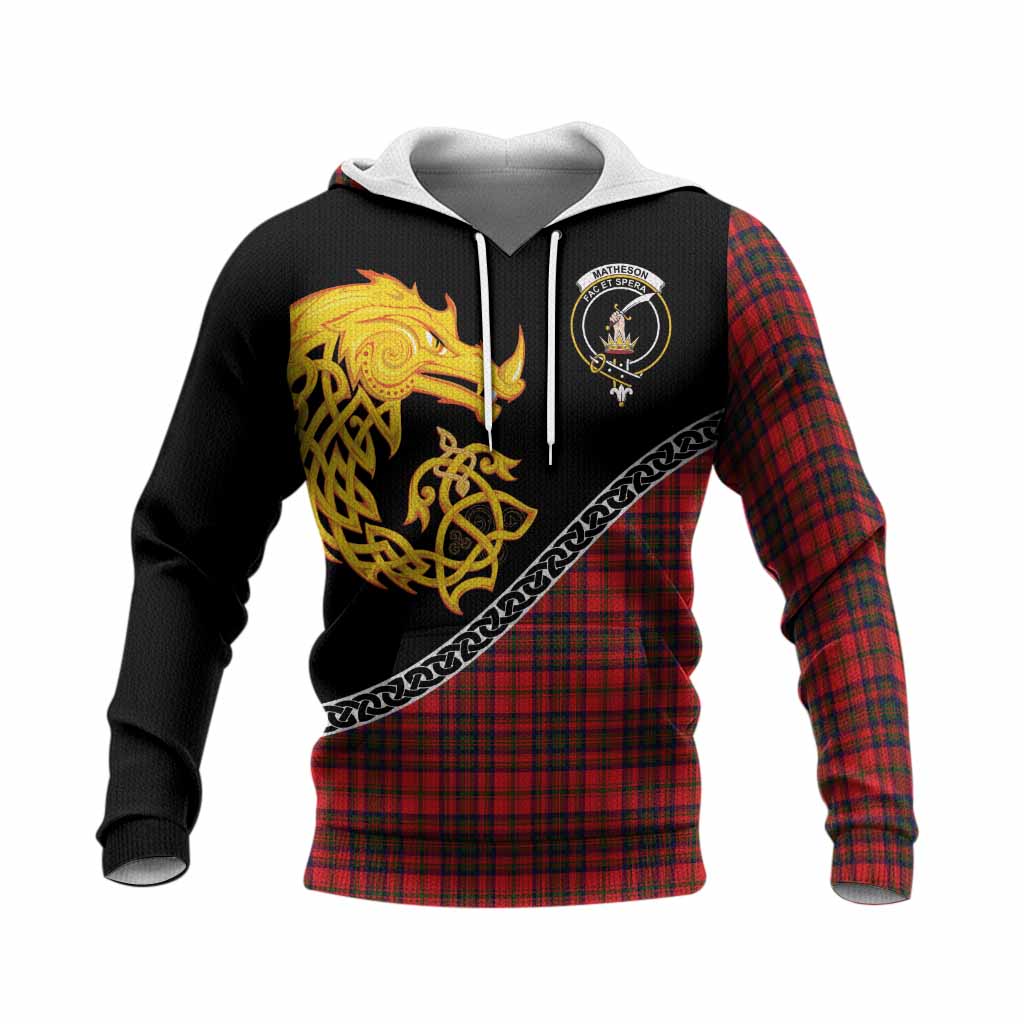 Matheson Tartan Crest Knitted Hoodie Legendary Dragon Knot Half Style