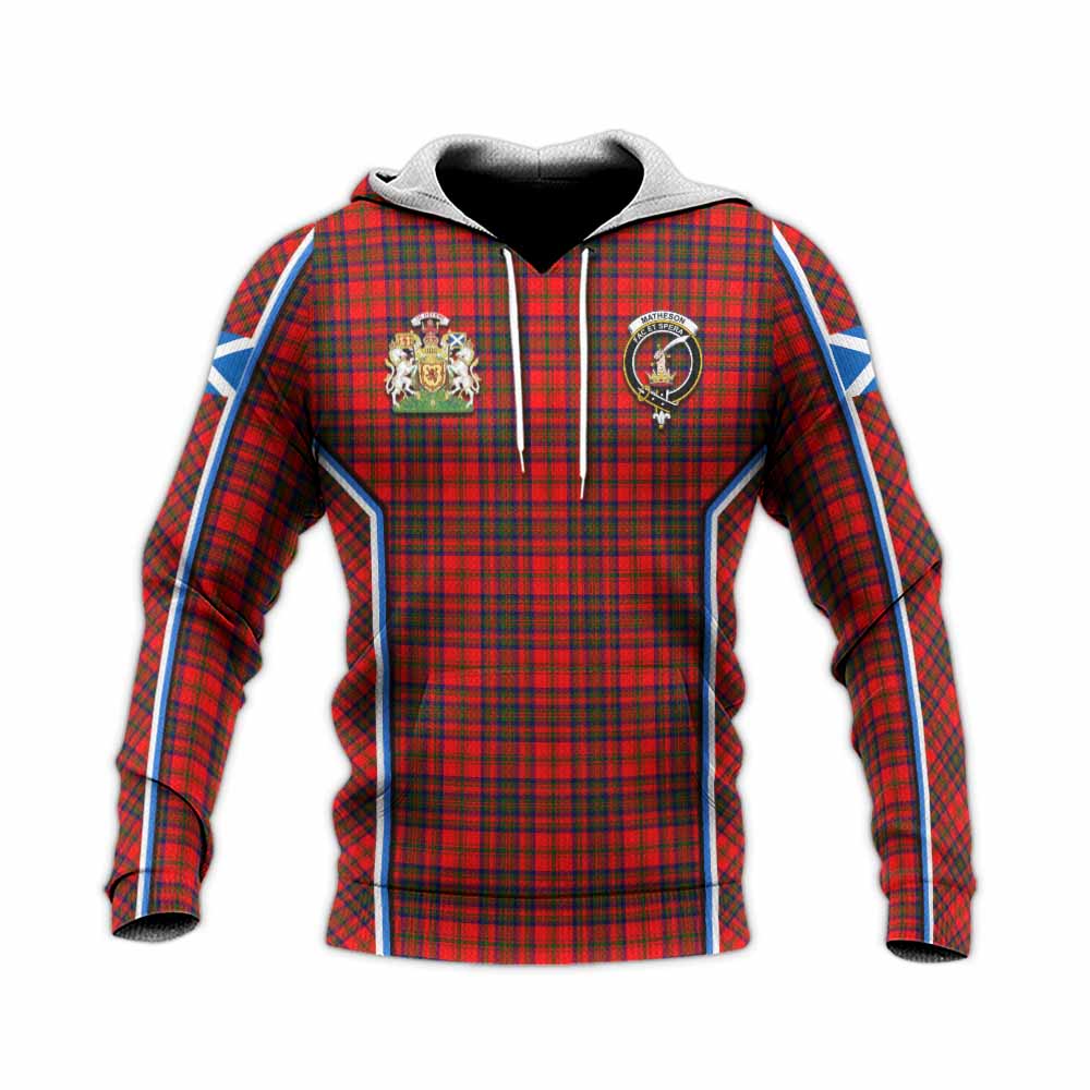 Matheson Tartan Crest Knitted Hoodie Scotland Coat of Arm Flag Style - Tartan Vibes Clothing