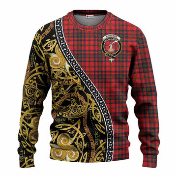 Matheson Tartan Crest Knitted Sweater Celtic Knot and Triple Trickle Spiral Symbols