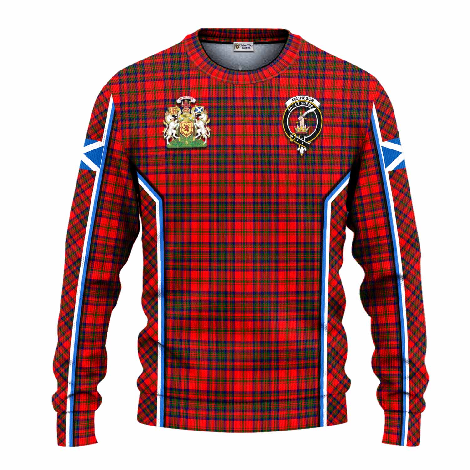 Matheson Tartan Crest Knitted Sweater Scotland Coat of Arm Flag Style - Tartan Vibes Clothing