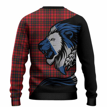 Matheson Tartan Crest Knitted Sweater Scottish Golden Lions Wave Flow