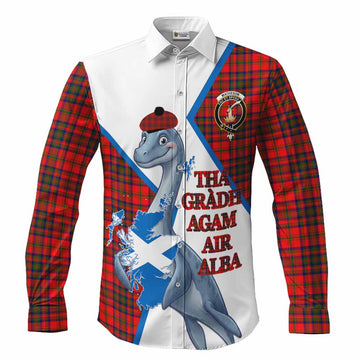 Matheson Tartan Crest Loch Ness Monster Long Sleeve Button Shirts Nessie Scottish Map Tha Gradh Agam Air Alba