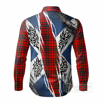 Matheson Tartan Crest Long Sleeve Button Shirts Scotland Flag Ripped Tribal Design